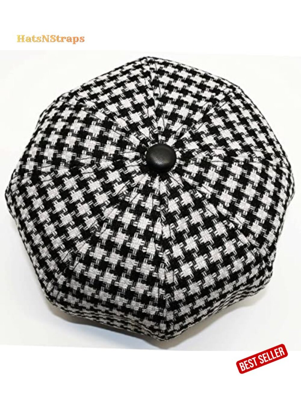 Women's Newsboy Cap French Vintage Houndstooth Hat Cabbie Baker Boy Adjustable - Picture 4 of 6